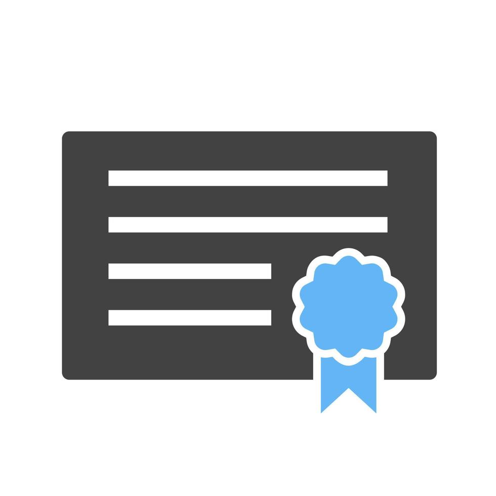 certificado glifo icono azul y negro vector