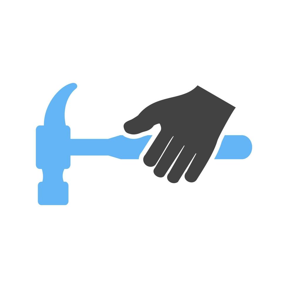 Holding Hammer Glyph Blue and Black Icon vector