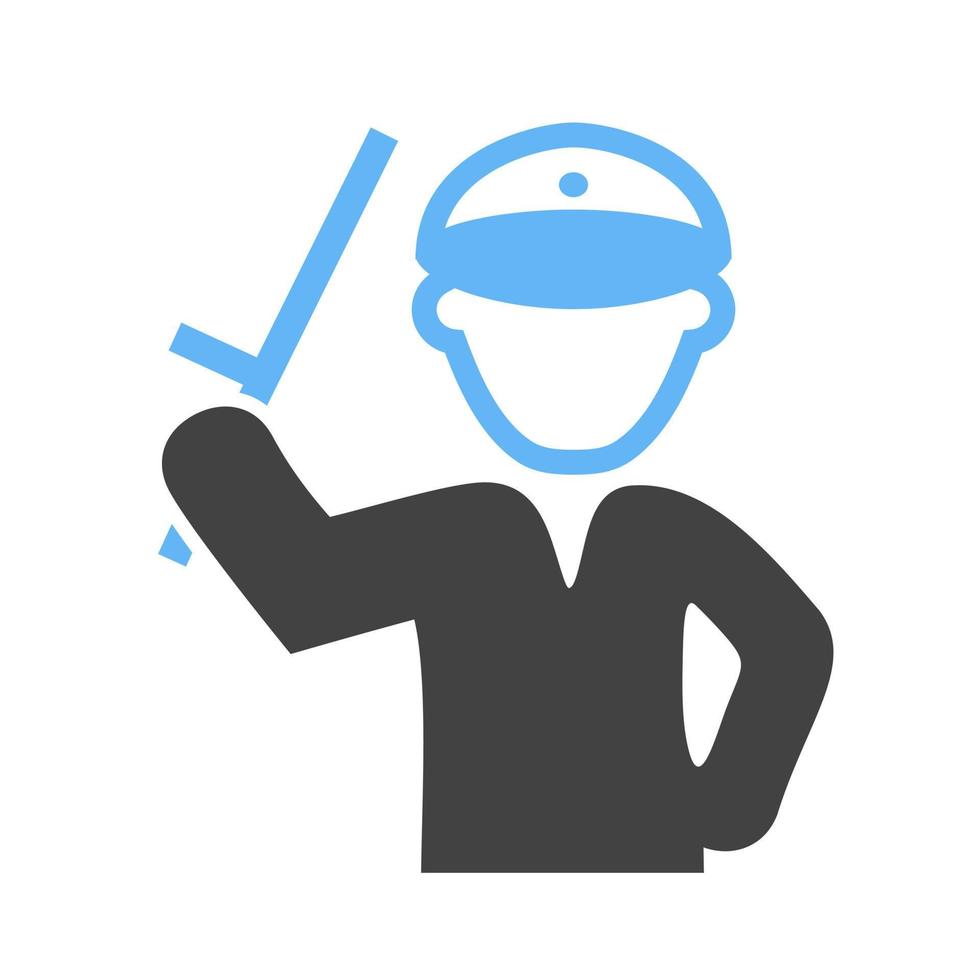 Policeman holding Stick Glyph Blue and Black Icon vector