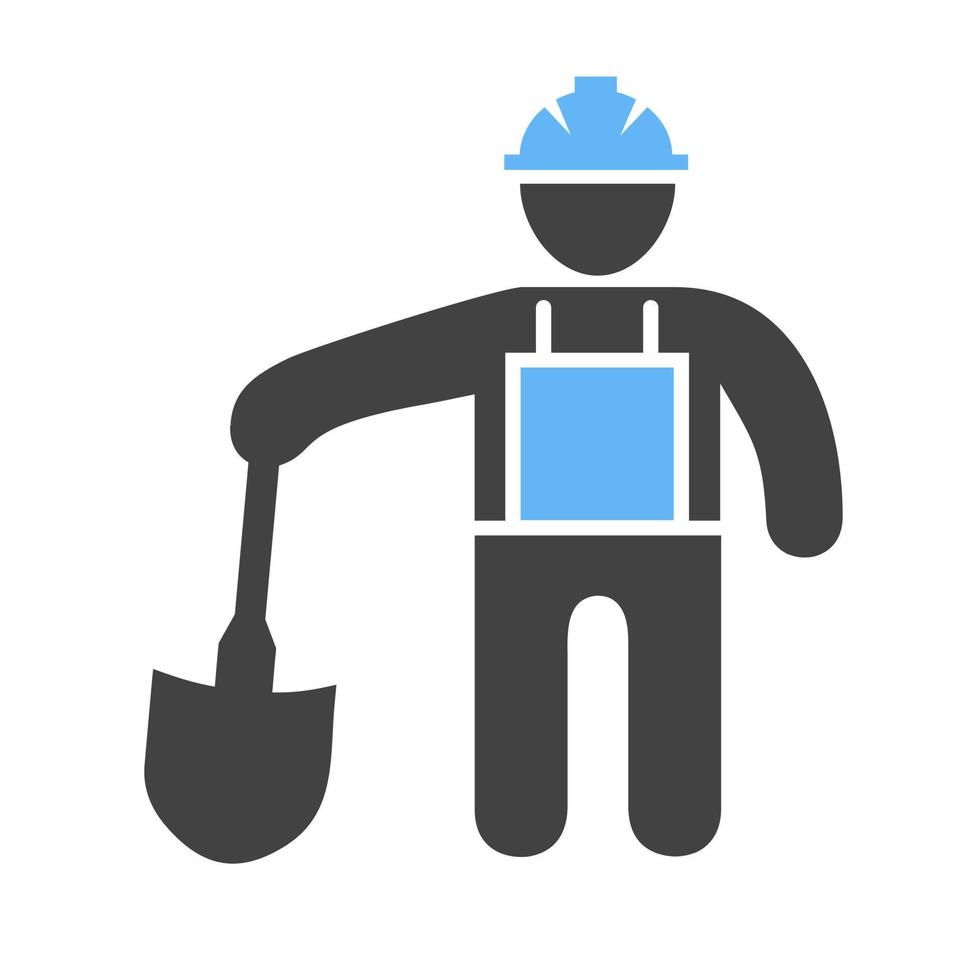 Construction Worker III Glyph Blue and Black Icon vector