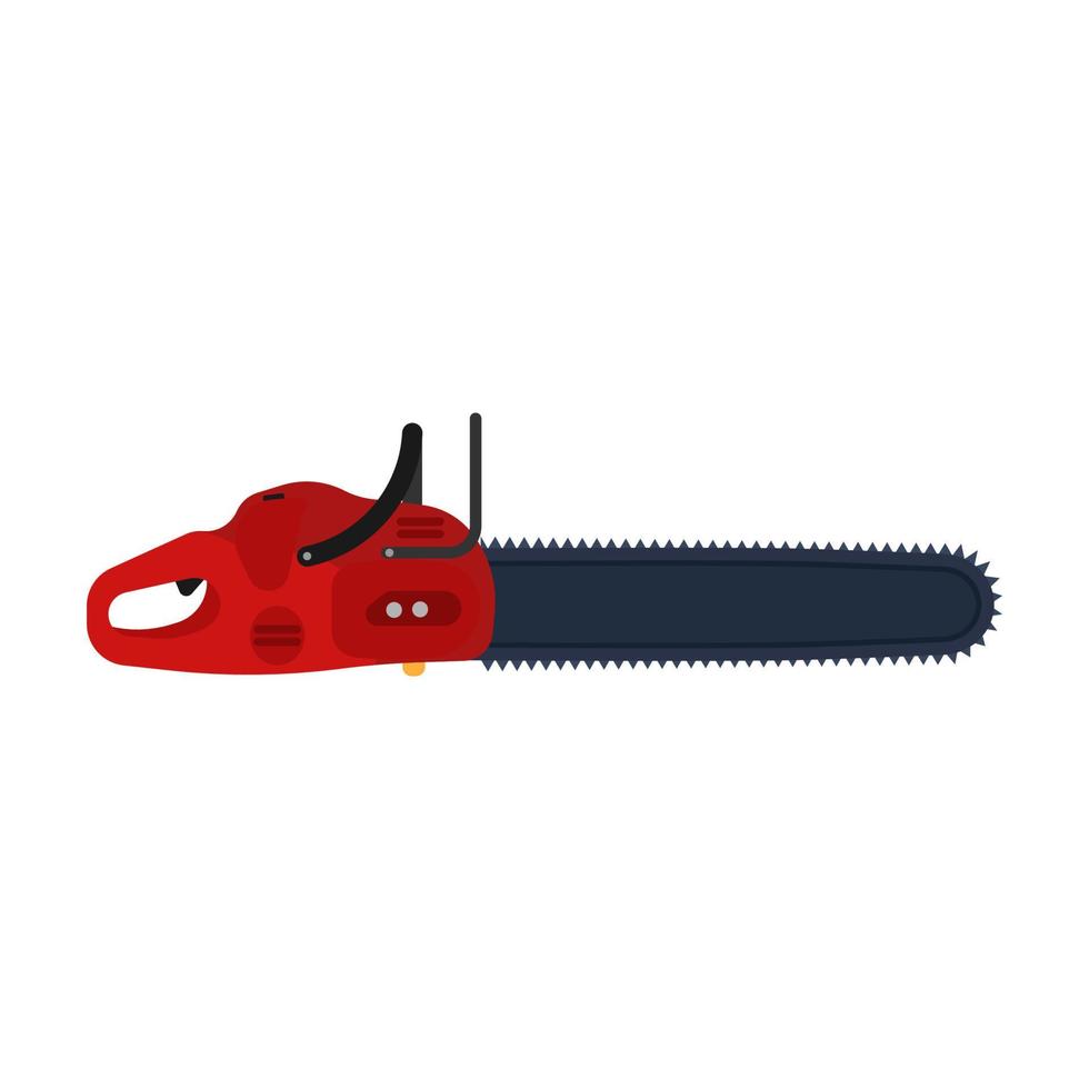 Chainsaw vector flat icon tool equipment. Work blade machine wood. Industry power tree lumberjack symbol. Manual electric engine