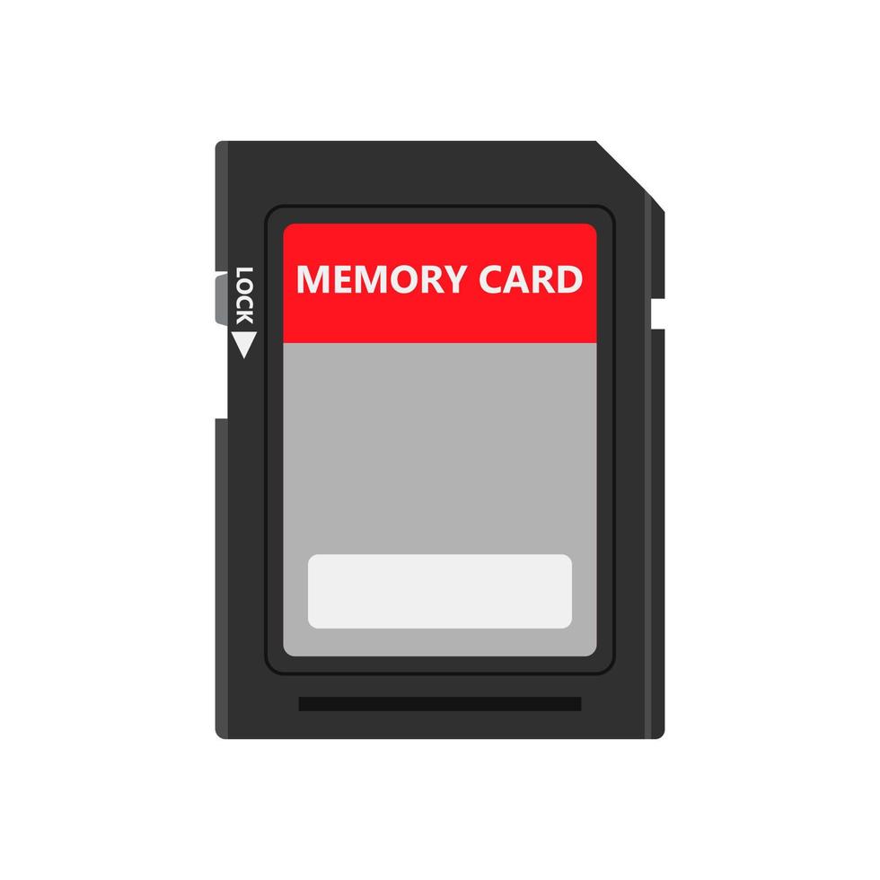 Memory card front view symbol store adapter vector icon flash drive disk. Chip storage camera equipment media