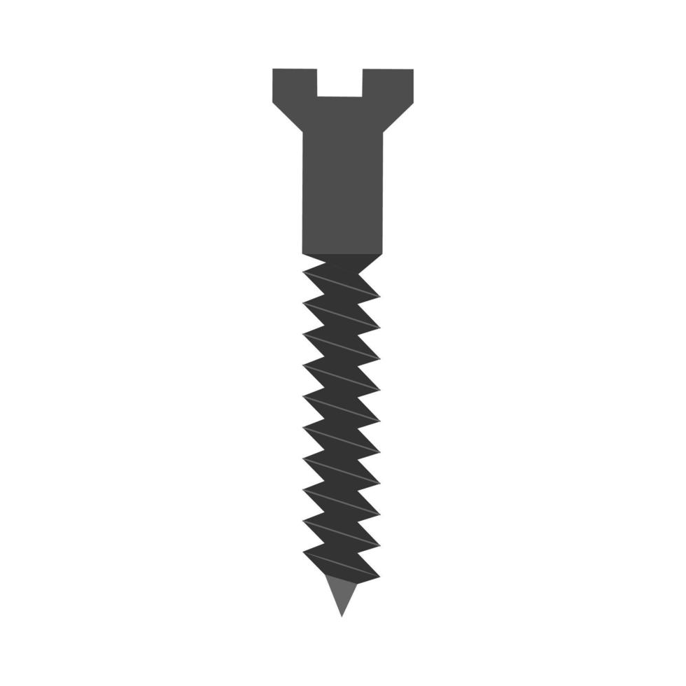 herramienta de vector de acero de espiga de tornillo blanco aislado. reparación de perno de metal plano ilustración icono industria de equipos