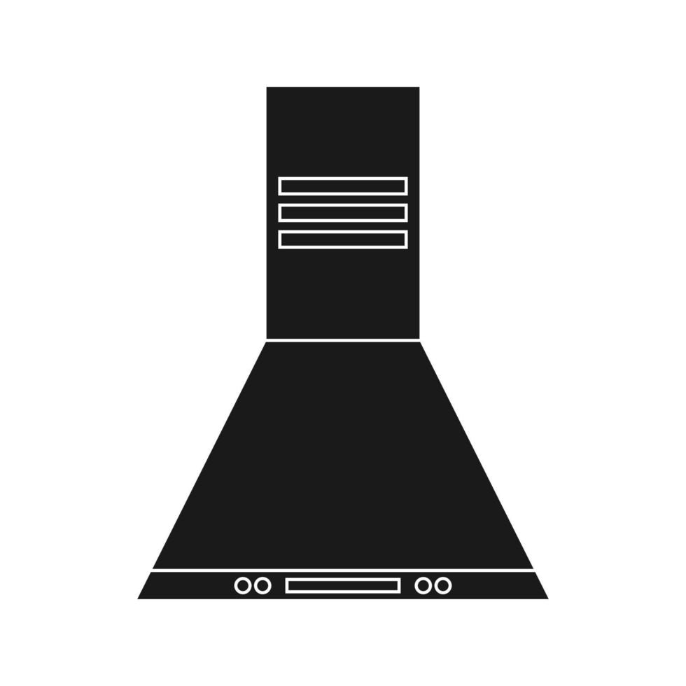 Kitchen hood appliance black solid vector illustration design interior. Home equipment for oven cooker isolated white backround.
