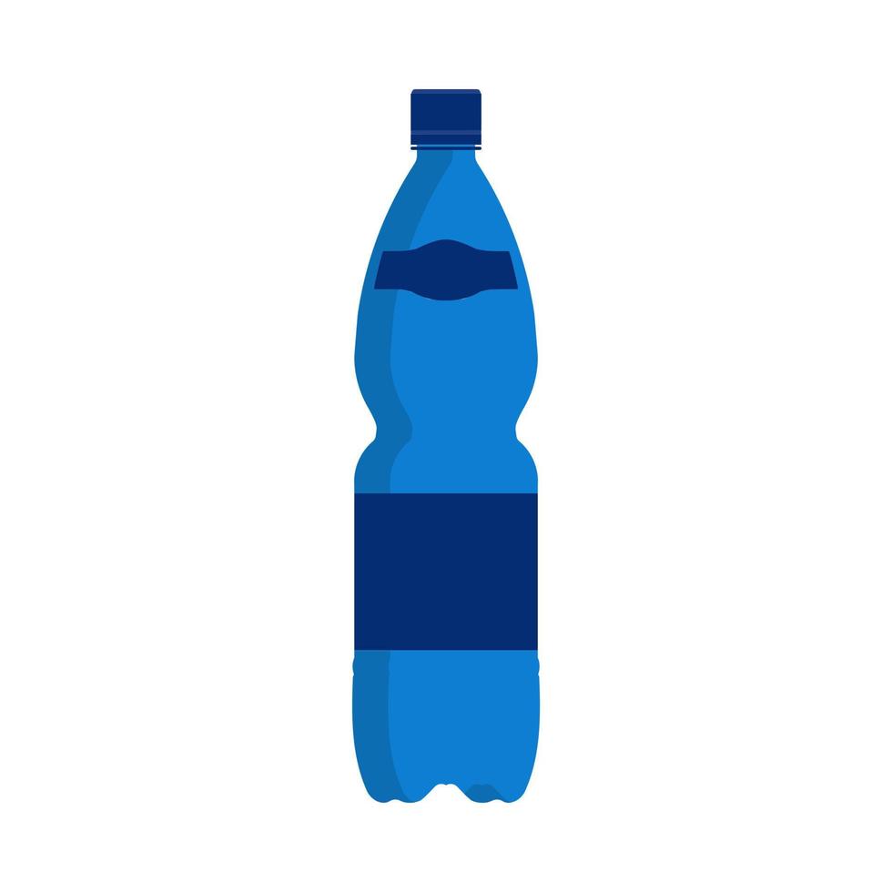 Water bottle vector icon drink. Plastic blue beverage liquid container isolated. Mineral soda symbol cap. Flat simple vertical package