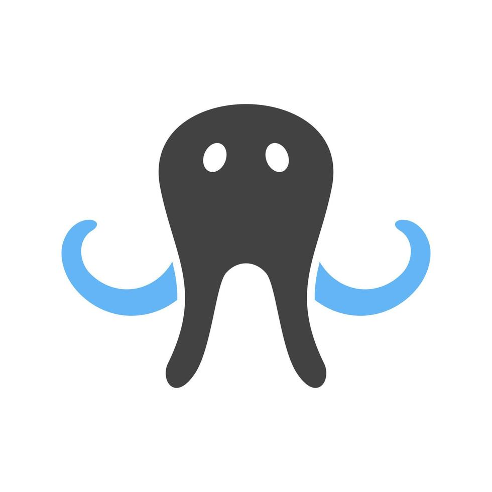 Octopus Face Glyph Blue and Black Icon vector