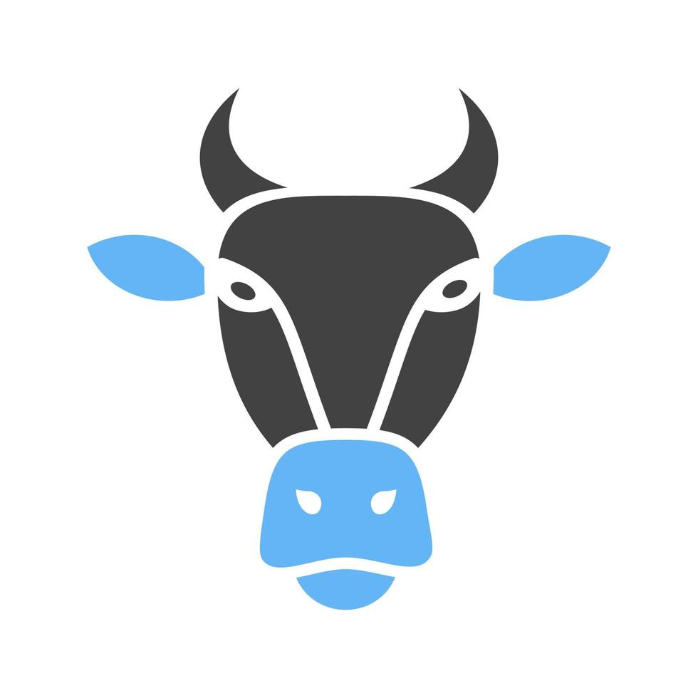 Buffalo Face Glyph Blue and Black Icon vector