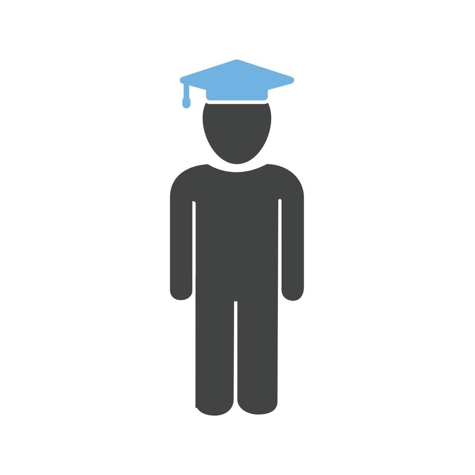 Student Standing Glyph Blue and Black Icon vector
