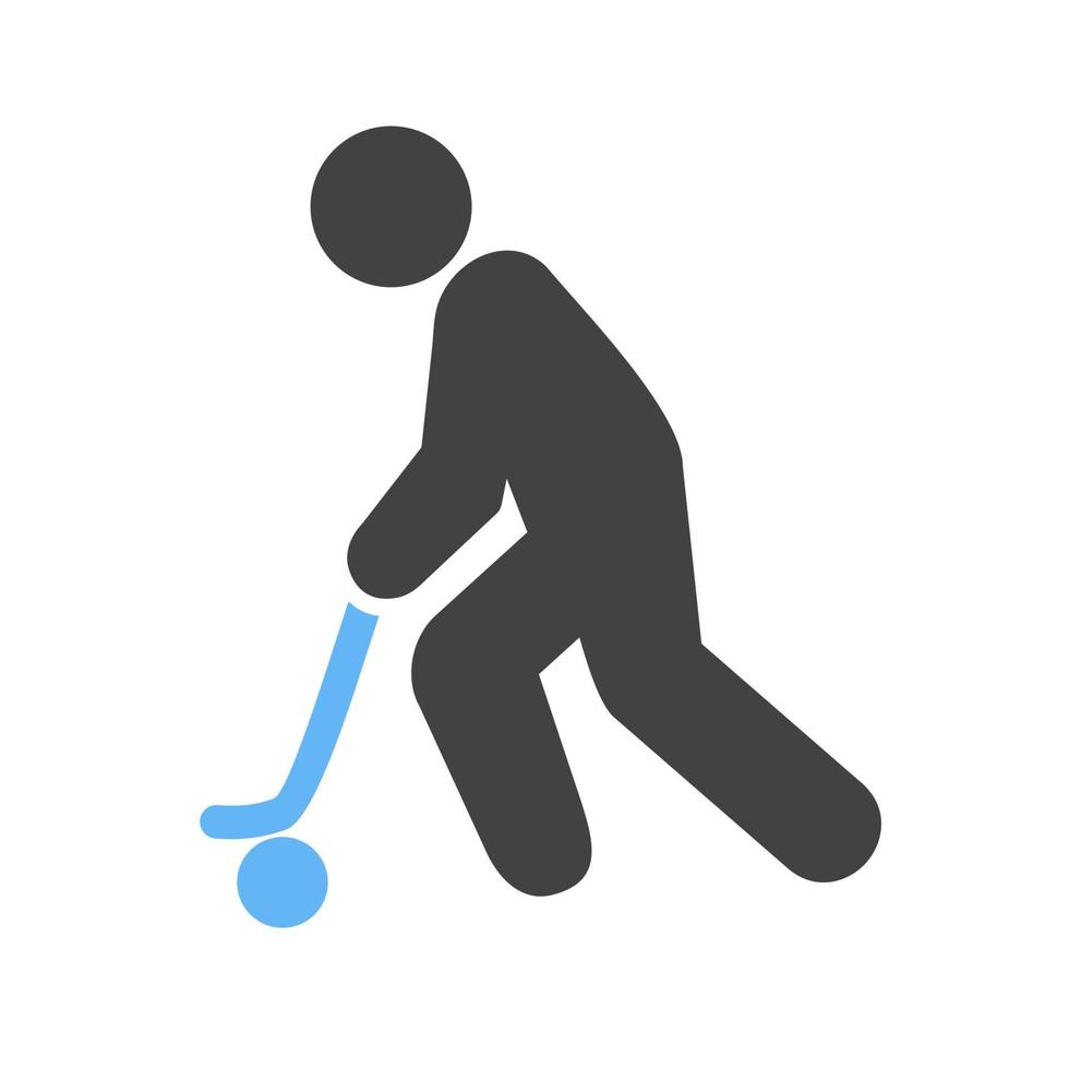 jugador de hockey glifo icono azul y negro vector