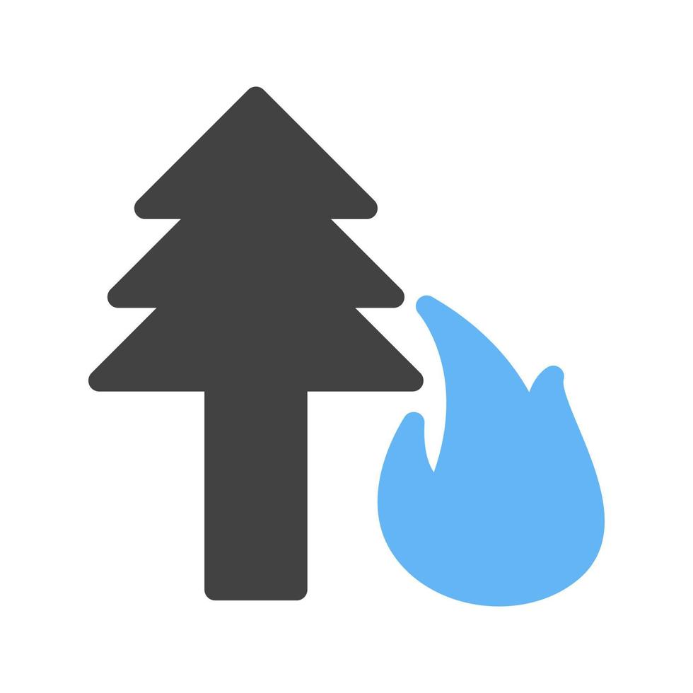 icono de glifo de incendio forestal azul y negro vector