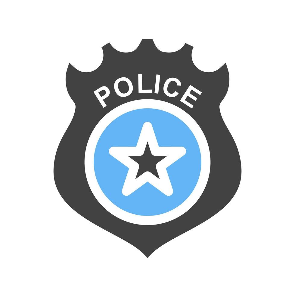 Police Badge Glyph Blue and Black Icon vector