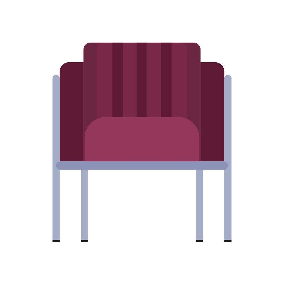 Armchair front view furniture vector icon illustration isolated. Modern interior comfortable home seat relax flat element