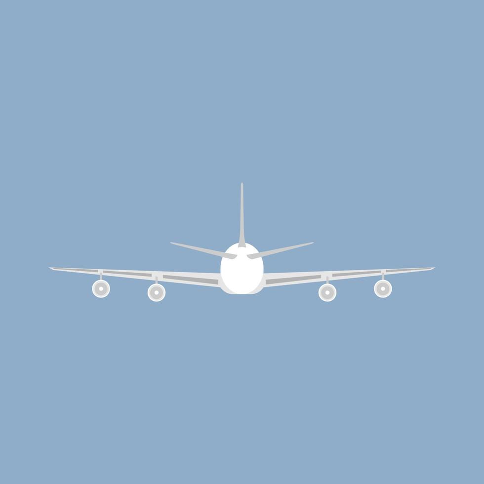 Jetliner tourism transportation illustration isolated flat icon back view. Concept track traffic plane vector