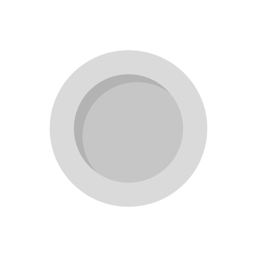 placa de ilustración vectorial cena blanco aislado. plato vacío plato utensilio cerámica. círculo limpio restaurante objeto vista superior cubiertos diseño vajilla. elemento de servicio redondo simple vector
