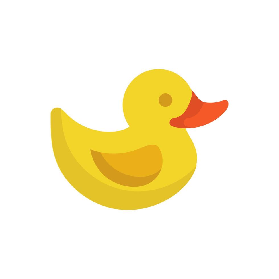 Juguete lindo amarillo pato de goma inflable. pájaro animal vectorial y dibujos animados aislados en blanco. icono de pico de patito y ducha divertida de baño para niños. objeto de plástico para bañera y divertida mascota de granja. vector