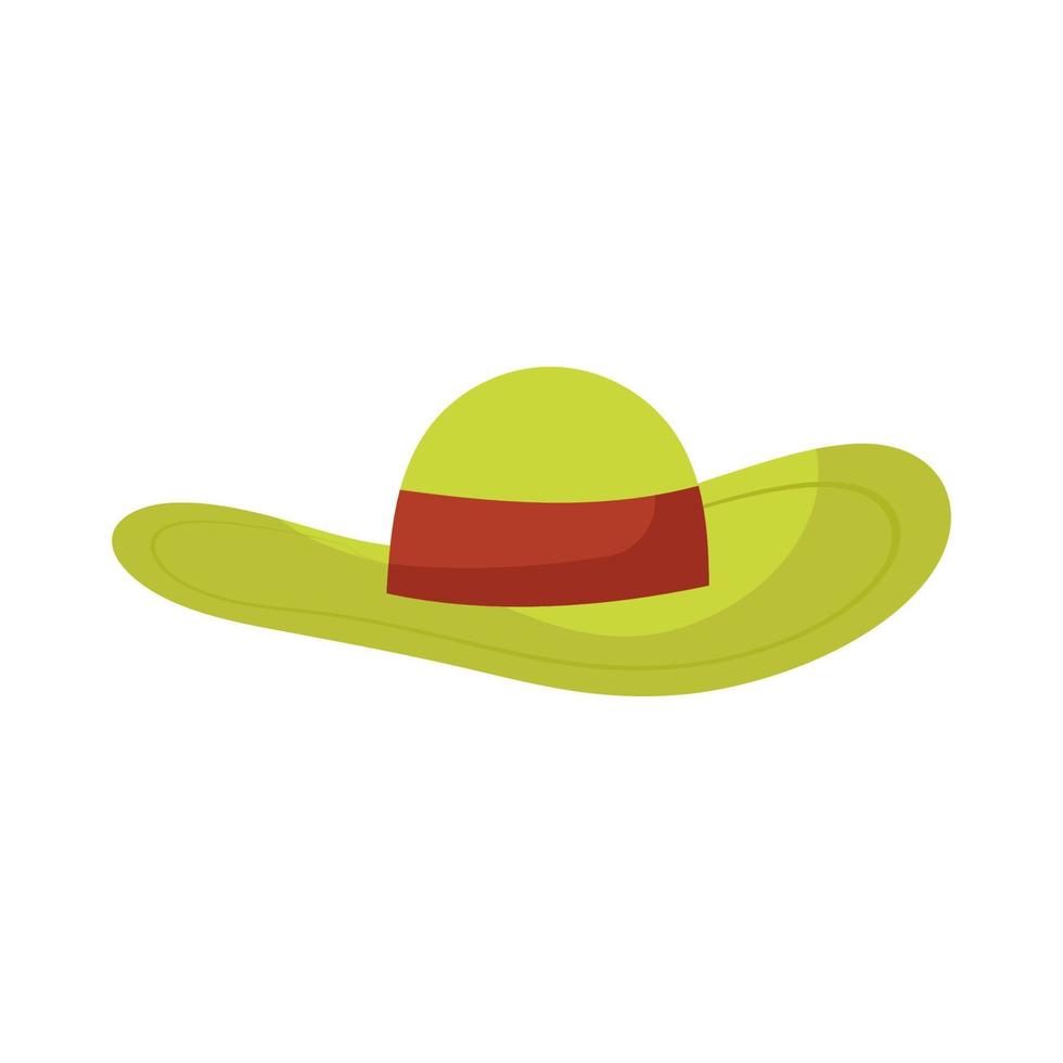 gorra de verano o sombrero de dibujos animados e icono de sombrero para el sol. chica accesorio de playa y ropa elegante ilustración vectorial aislada. elemento de tocado y tocado con cinta para mar. ropa de cabeza plana vector