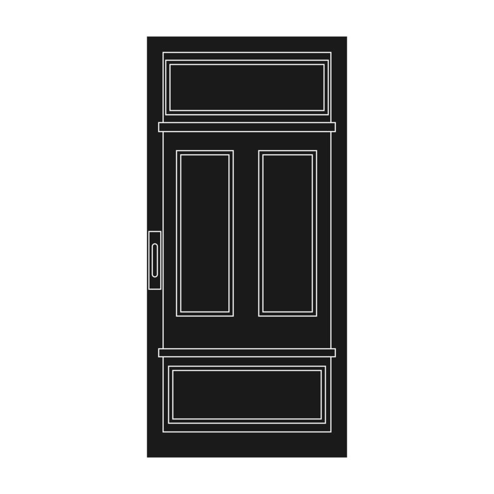 Door entrance vector illustration house solid black. Doorway interior exit isolated white and front architecture room