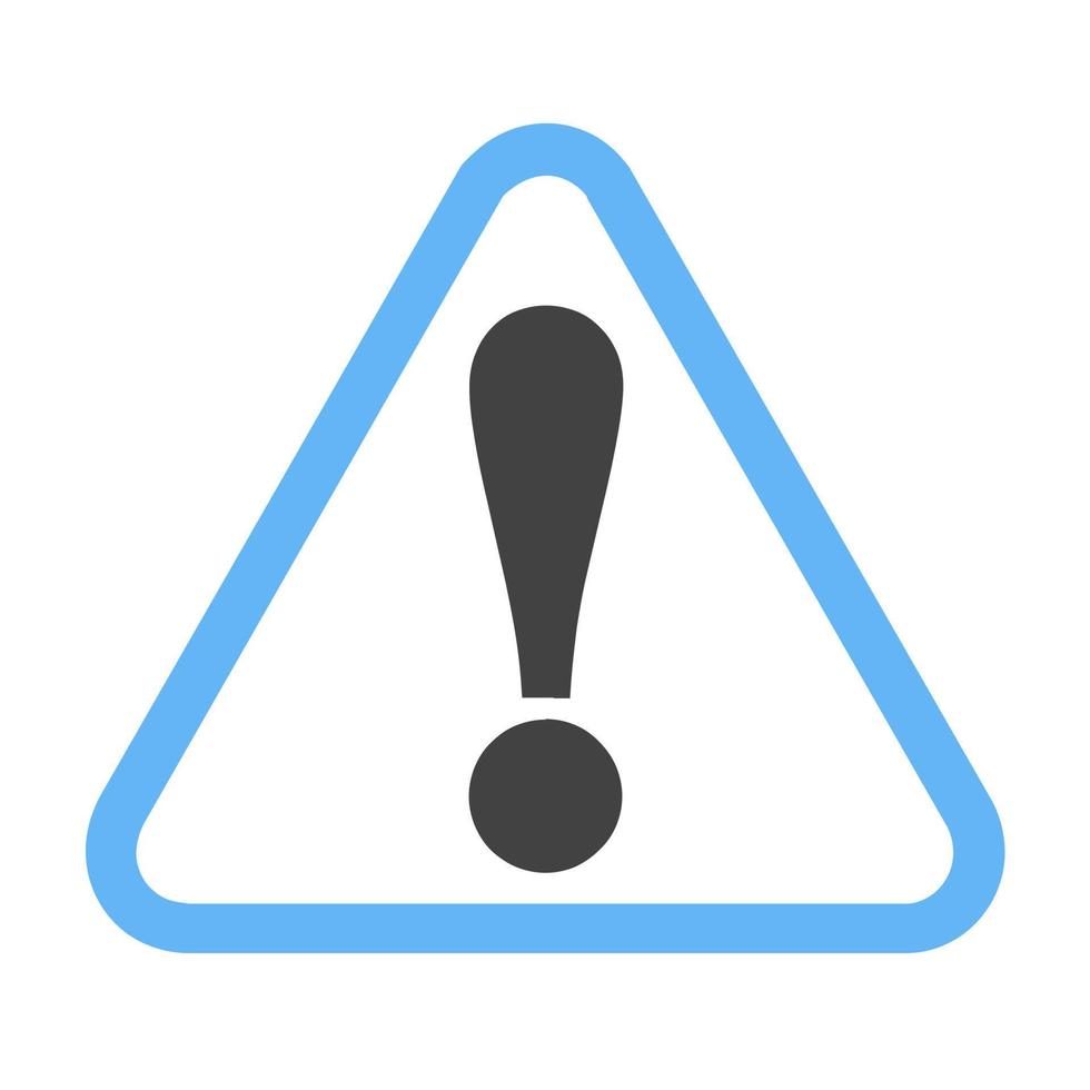 Warning Sign Glyph Blue and Black Icon vector