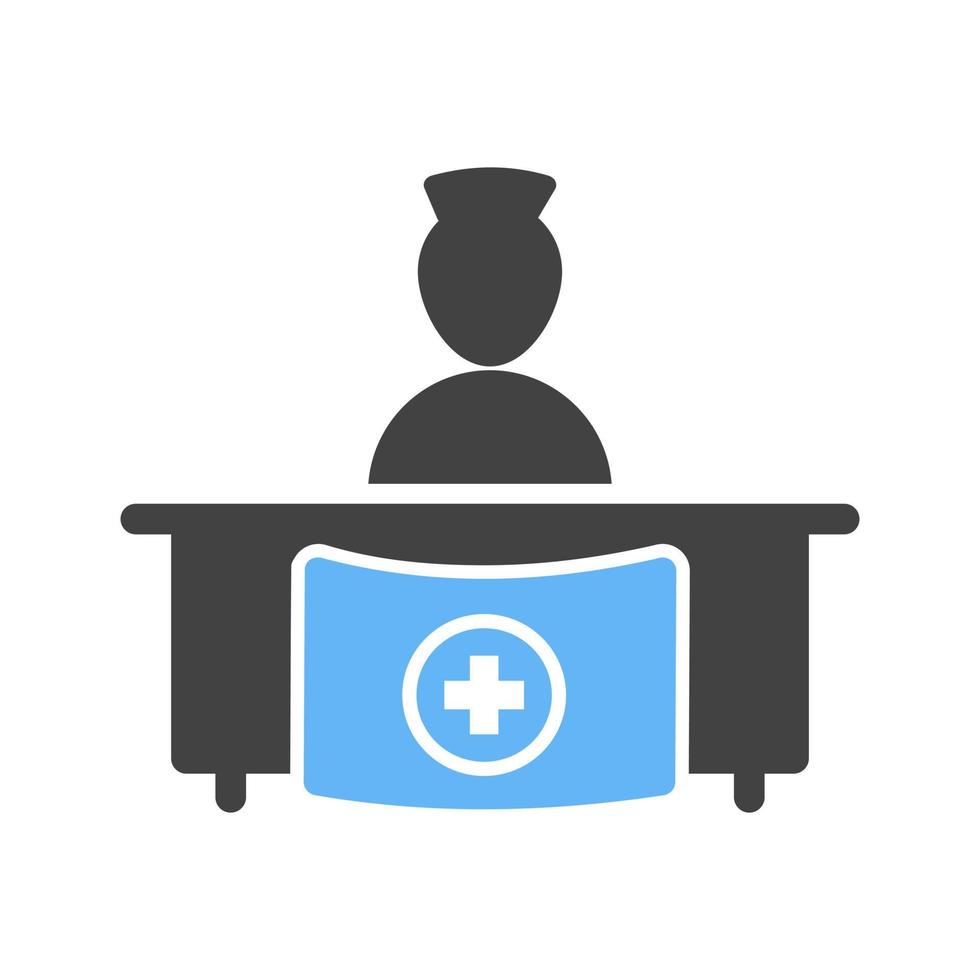 Hospital Reception Glyph Blue and Black Icon vector