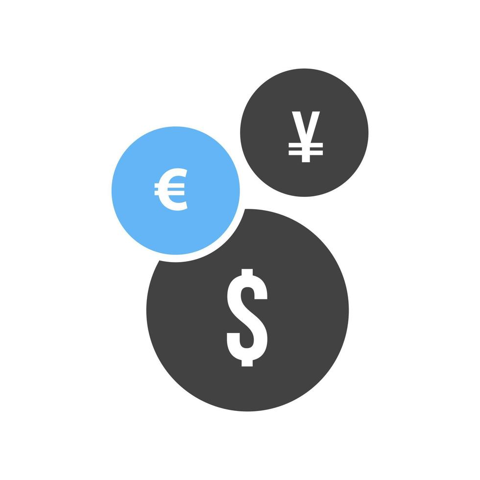 Currency Glyph Blue and Black Icon vector