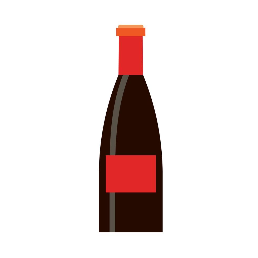 vino tinto botella celebración vidrio alcohólico vector. silueta de icono de comida plana vector