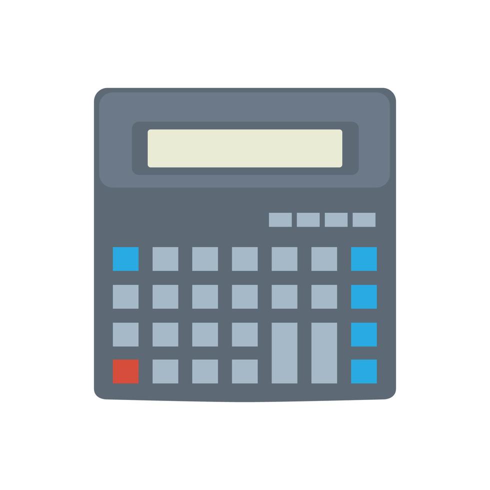 calculadora icono de finanzas matemáticas con pantalla de ilustración de vector de botón. calculadora de negocios oficina símbolo aislado blanco. signo electrónico financiero icono de finanzas informáticas matemáticas. exhibición de educación