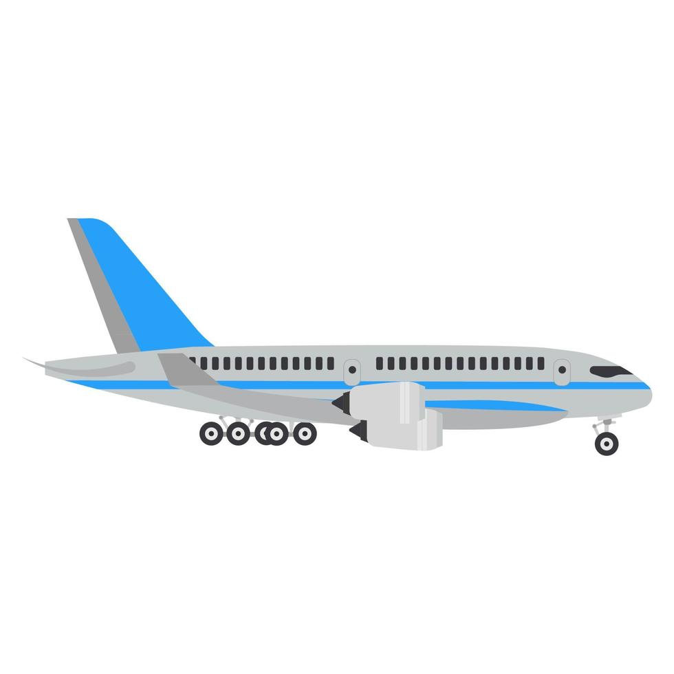 Airplane travel vector illustration flight aircraft. Air plane vehicle fly business jet aviation isolated white. Airplane travel symbol concept commercial cargo transport tourism icon aircraft