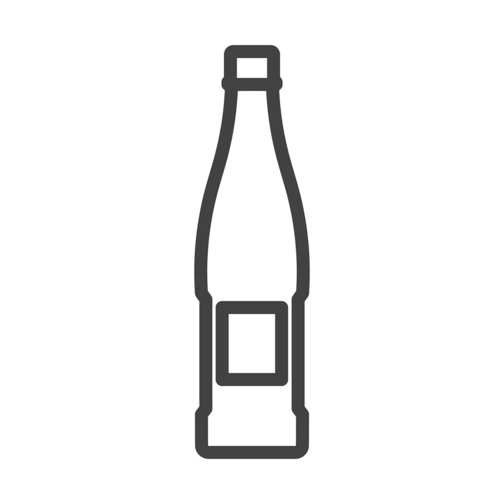 icono de ilustración de vector de bebida de vidrio de botella. símbolo de bebida de recipiente de plástico líquido y objeto de etiqueta de barra de alcohol. signo gráfico de comida refresco o cerveza blanco aislado. contorno producto silueta en blanco pub