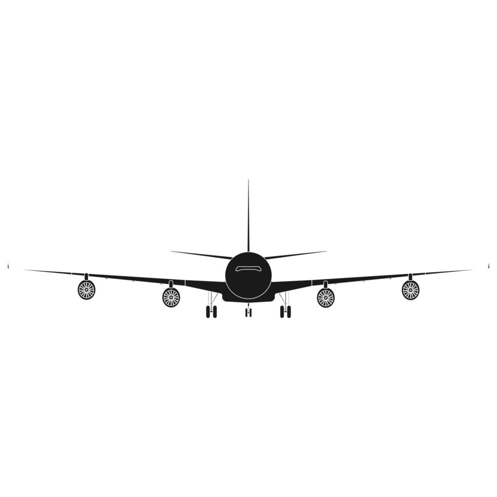 Airplane travel vector icon illustration transportation solid black. Aircraft symbol and fly plane transport isolated white