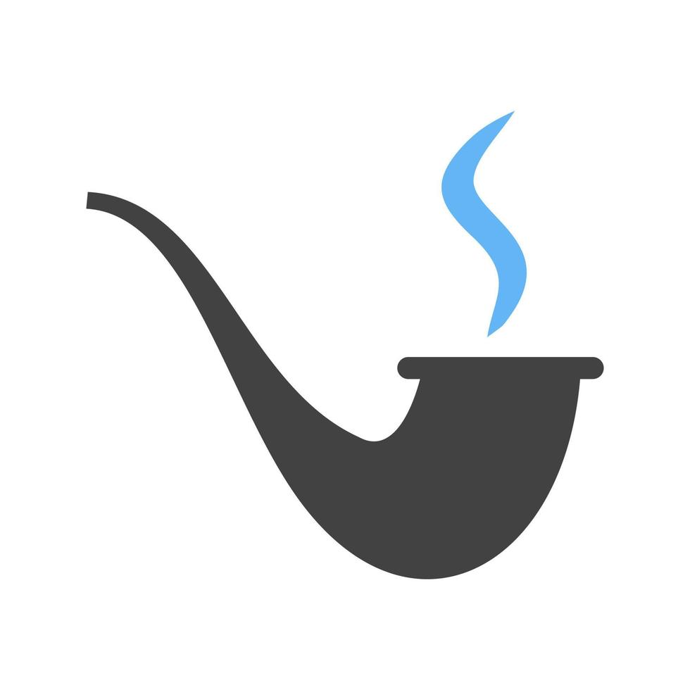 Lit Smoking Pipe Glyph Blue and Black Icon vector