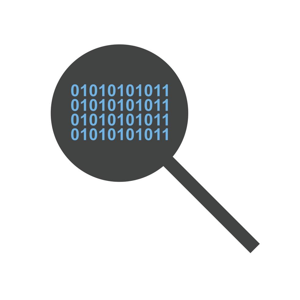 Search Code Glyph Blue and Black Icon vector