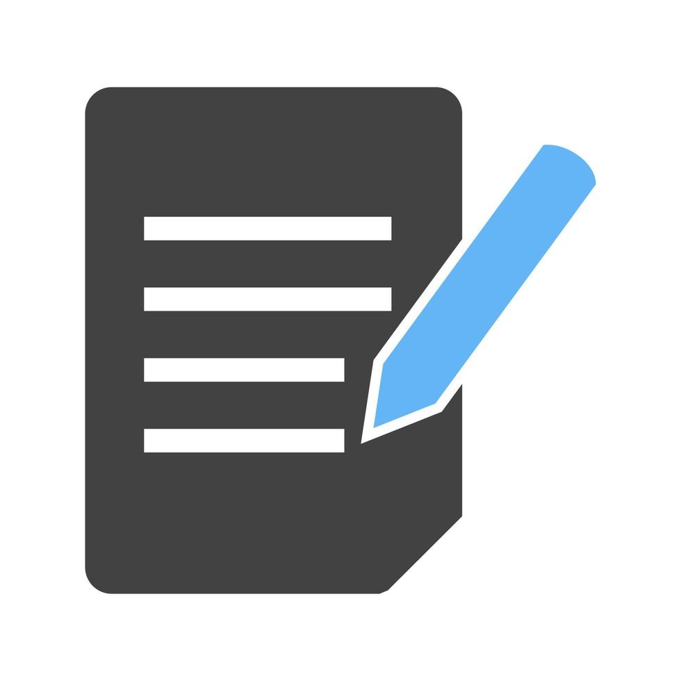 Official Document Glyph Blue and Black Icon vector