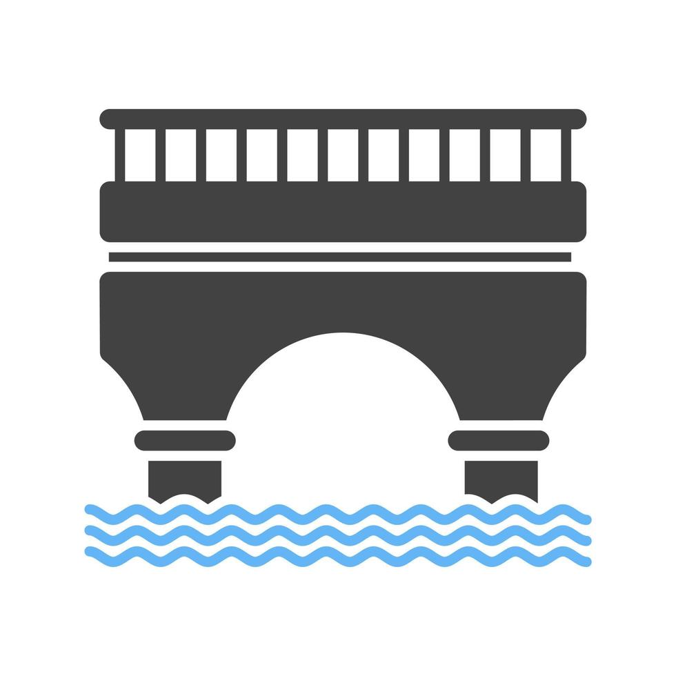 puente glifo icono azul y negro vector