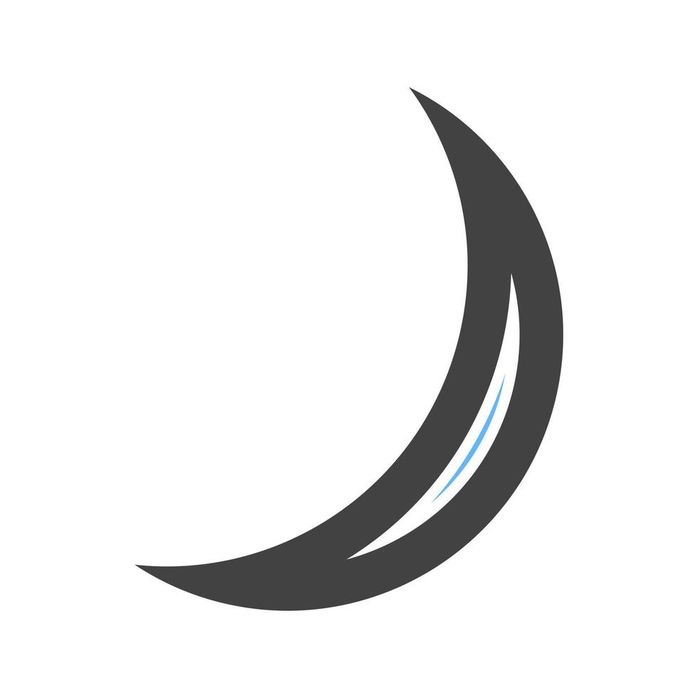 Crescent Glyph Blue and Black Icon vector