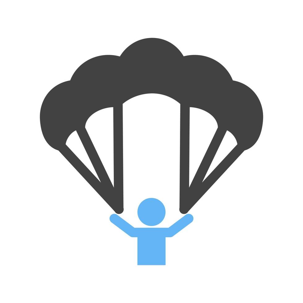 Paragliding Glyph Blue and Black Icon vector