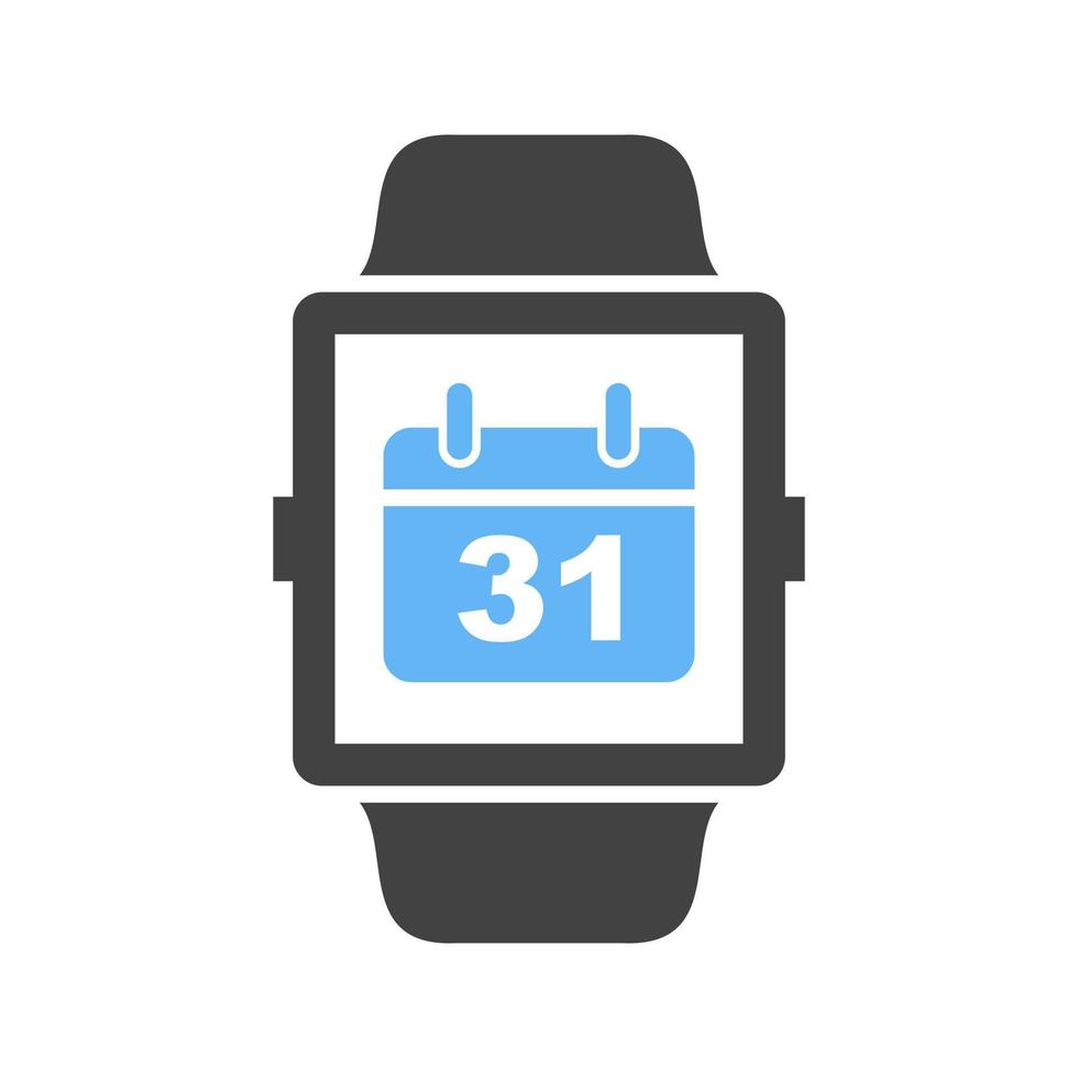 Calendar App Glyph Blue and Black Icon vector