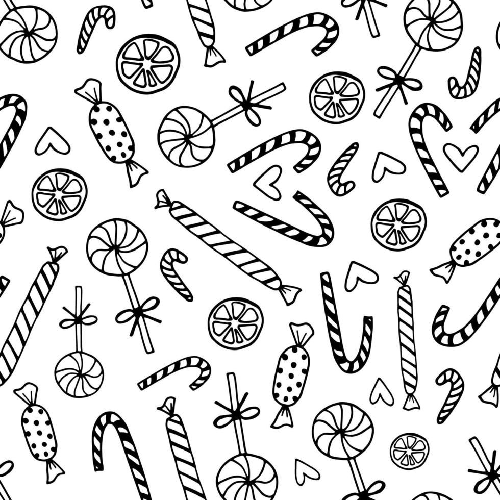 Doodle sweets candy seamless pattern vector
