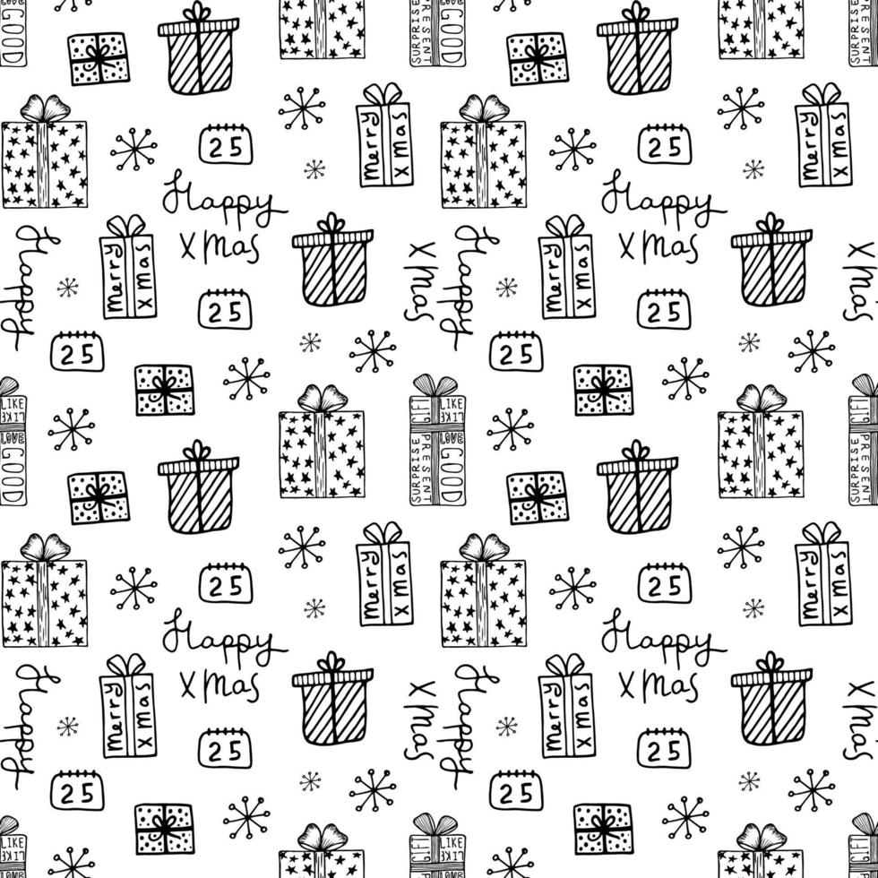 Doodle christmas seamless pattern vector