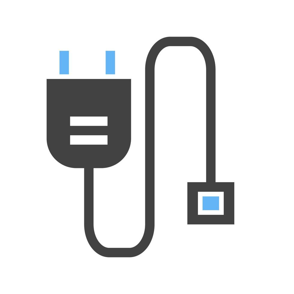 Power Cable Glyph Blue and Black Icon vector