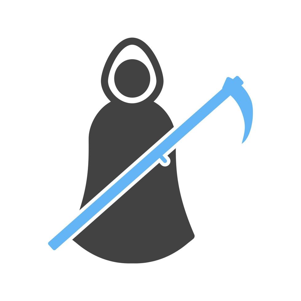 Hooded Figure Glyph Blue and Black Icon vector