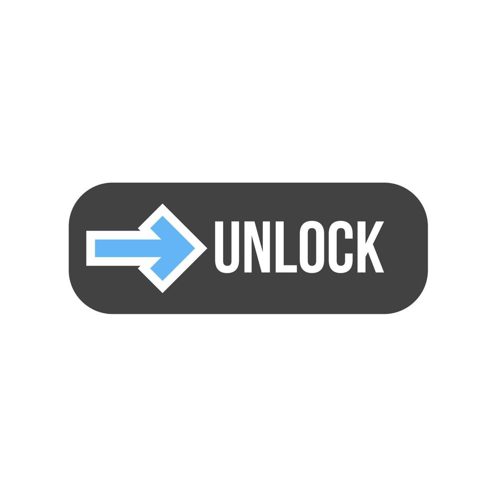 Unlock slide Glyph Blue and Black Icon vector