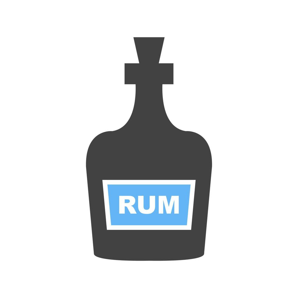 Bottle of Rum Glyph Blue and Black Icon vector