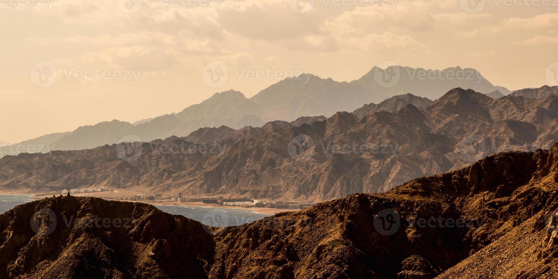 panorama in mountain range at sinai egypt similar to Martian landscapes photo