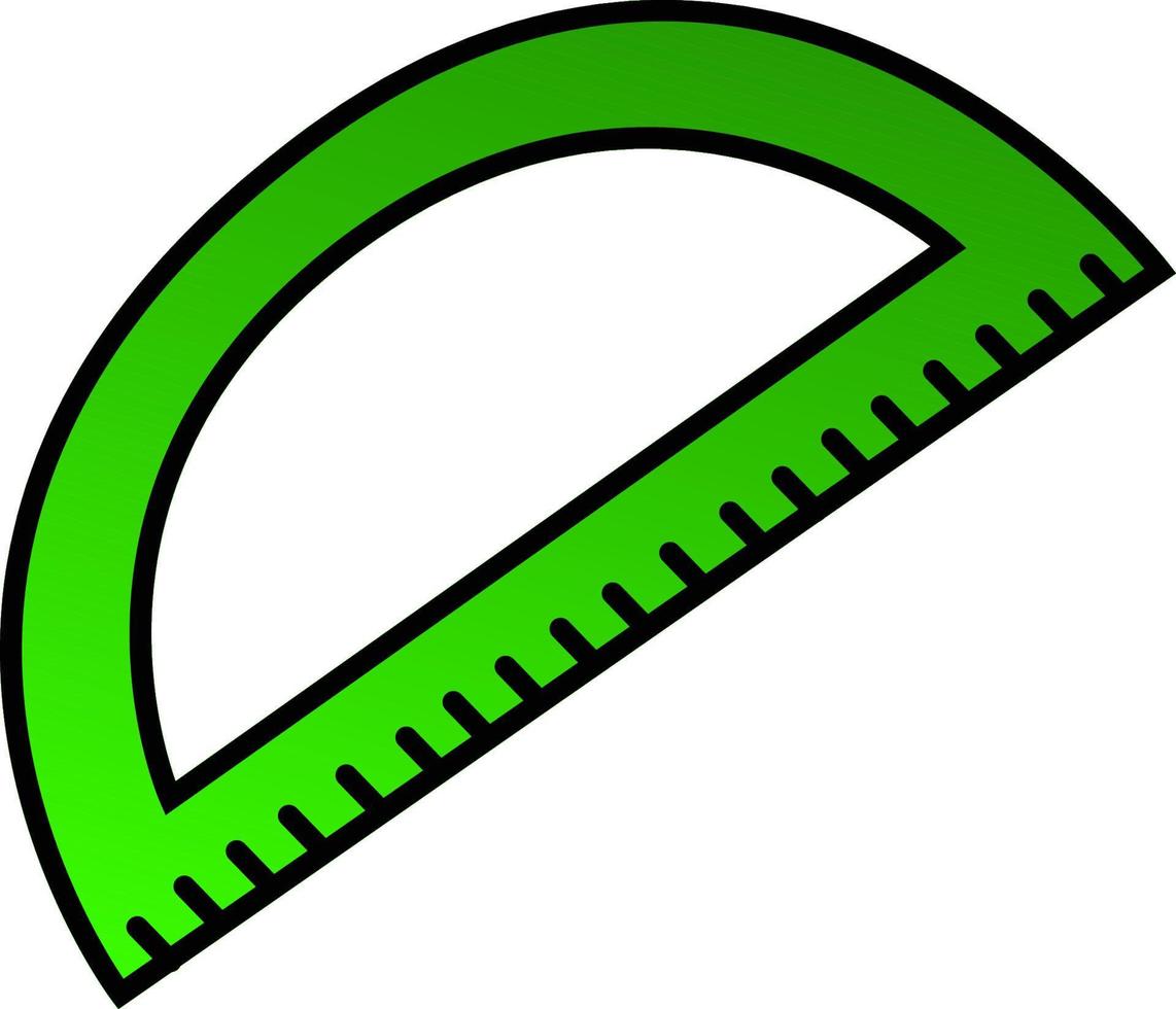 Vector illustration of a green ruler. Sketch of school subjects. The idea for a logo, drawings, banners, magazines, printing on clothes, advertising, children's coloring book