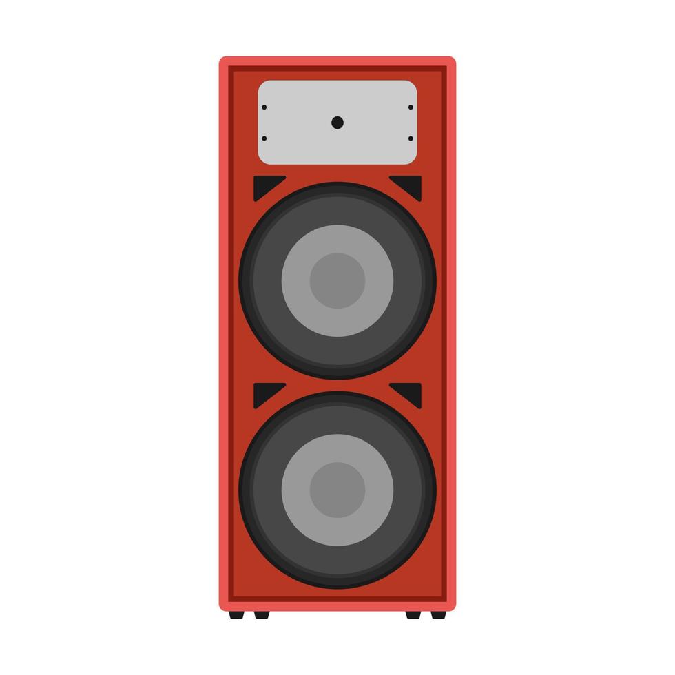 bajo de música de icono plano de vector de altavoz estéreo. sonido equipo electronico audio volumen discoteca. sistema acústico fuerte