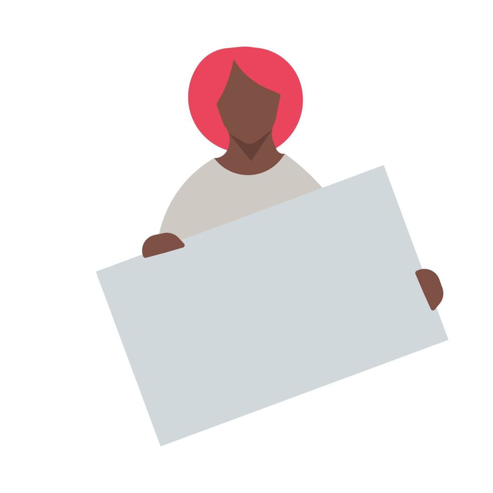 People holding placard vector illustration. Demonstration protest standing character activist with board. Meeting message protester blank and political advertising picket. Announcement human campaign