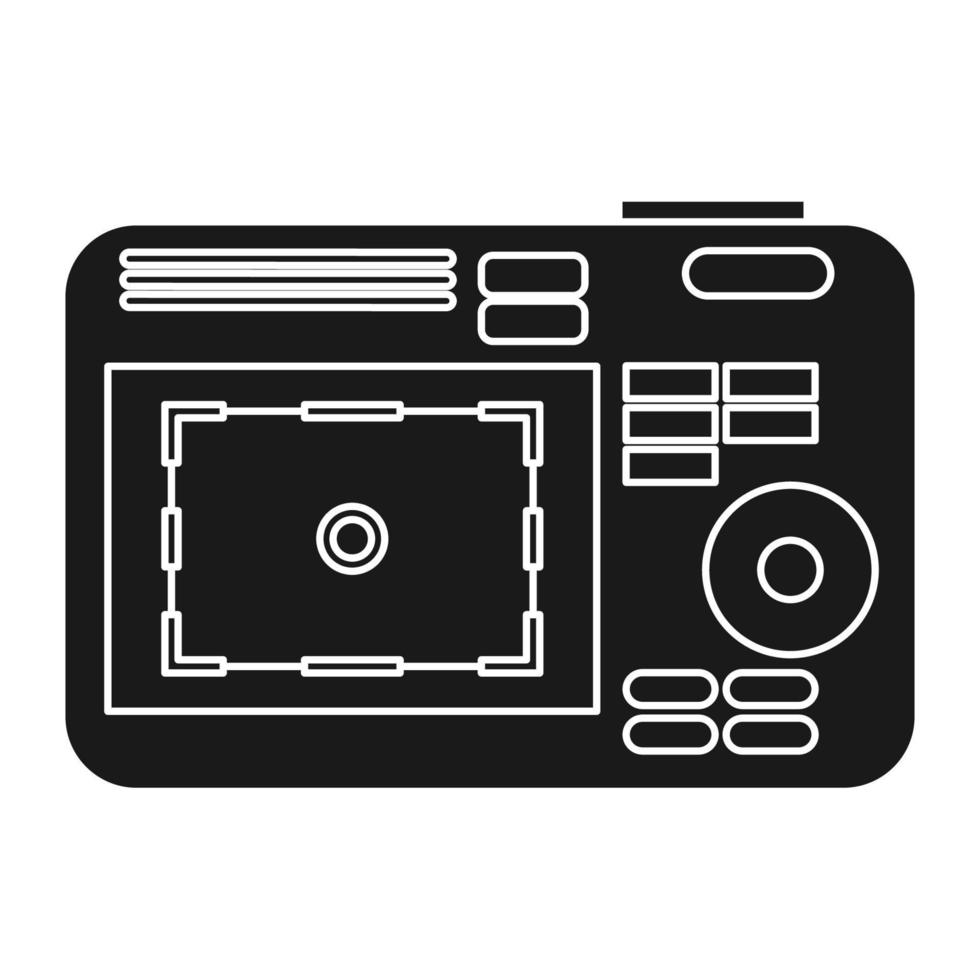 icono de vector de foto y símbolo de fotografía ilustración negro sólido. tecnología de imagen de película de cámara y signo de imagen web. lente de marco de fotógrafo y elemento simple de equipo plano. captura de dispositivo