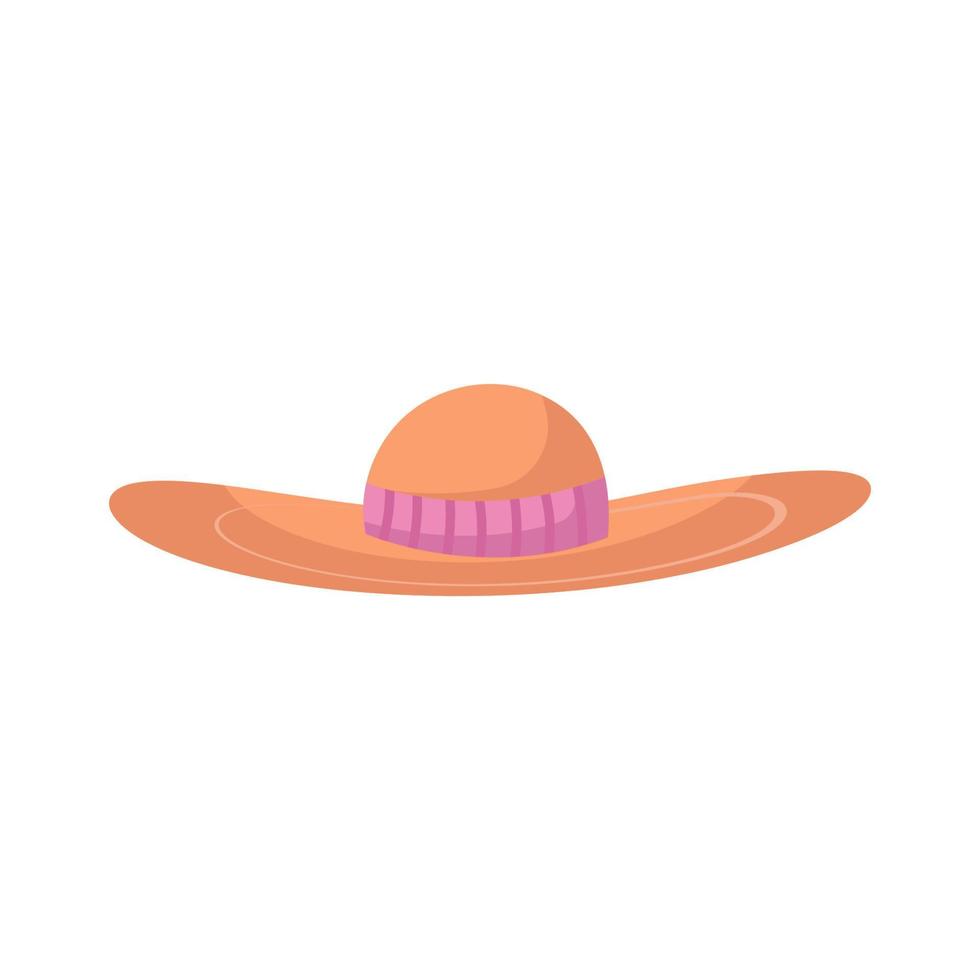 gorra de verano o sombrero de dibujos animados e icono de sombrero para el sol. chica accesorio de playa y ropa elegante ilustración vectorial aislada. elemento de tocado y tocado con cinta para mar. ropa de cabeza plana vector