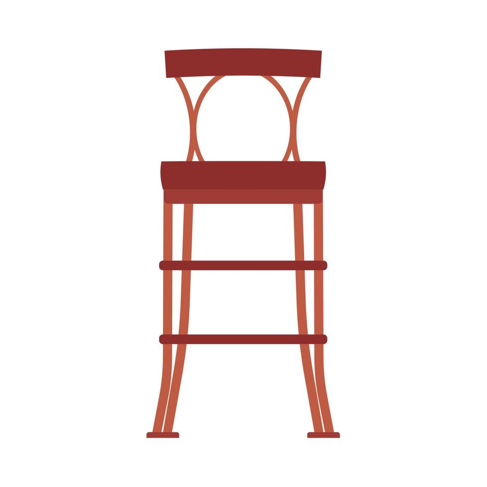 muebles de icono de vector de vista frontal de silla de madera. asiento interior clásico. habitación plana de elemento de hogar de dibujos animados marrón retro
