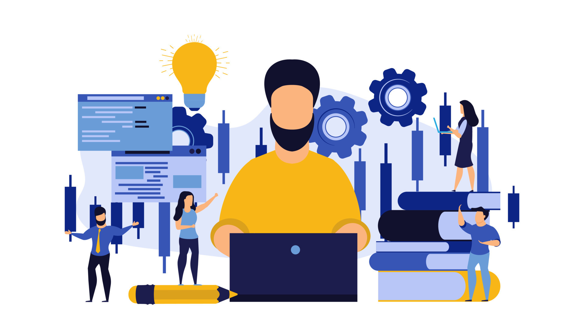 Business workshop person man vector concept illustration design